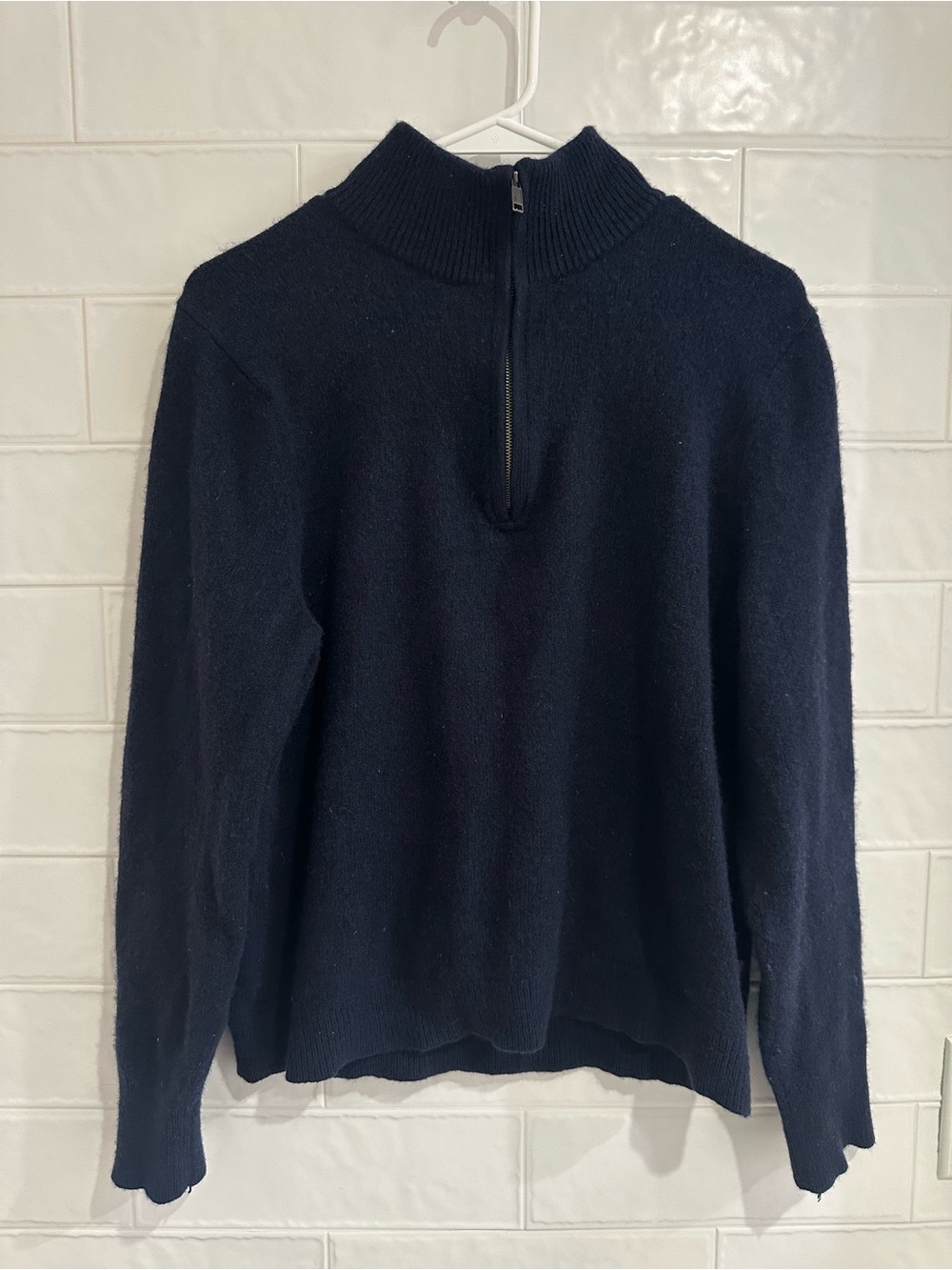 Patagonia Sweater Men’s Medium Blue 1/2 Zip Pullover Cashmere Blend Mock Neck
